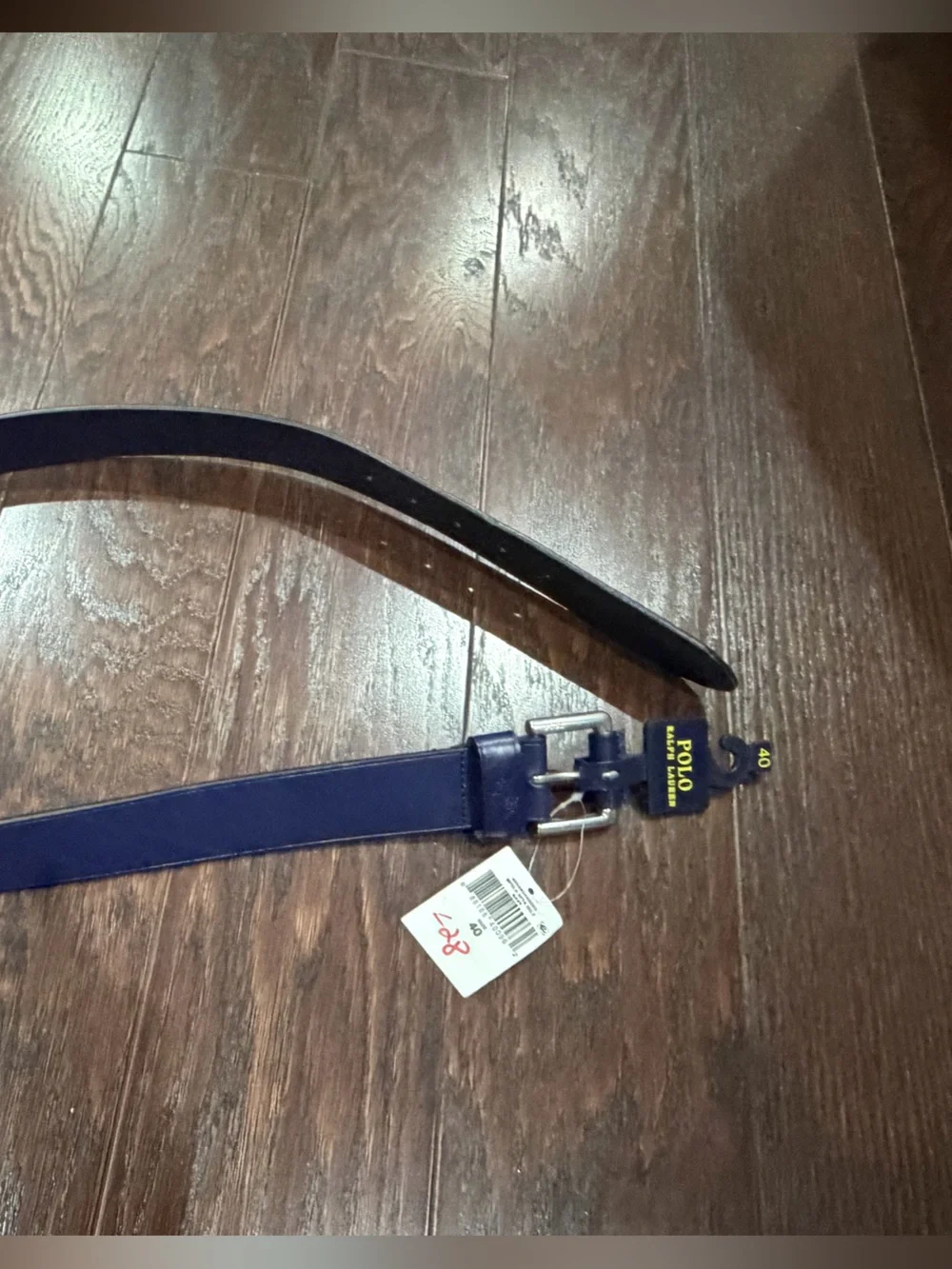 Polo Ralph Lauren NAVY BLUE Roller Buckle Big Pony LEATHER Belt Size 40 NEW